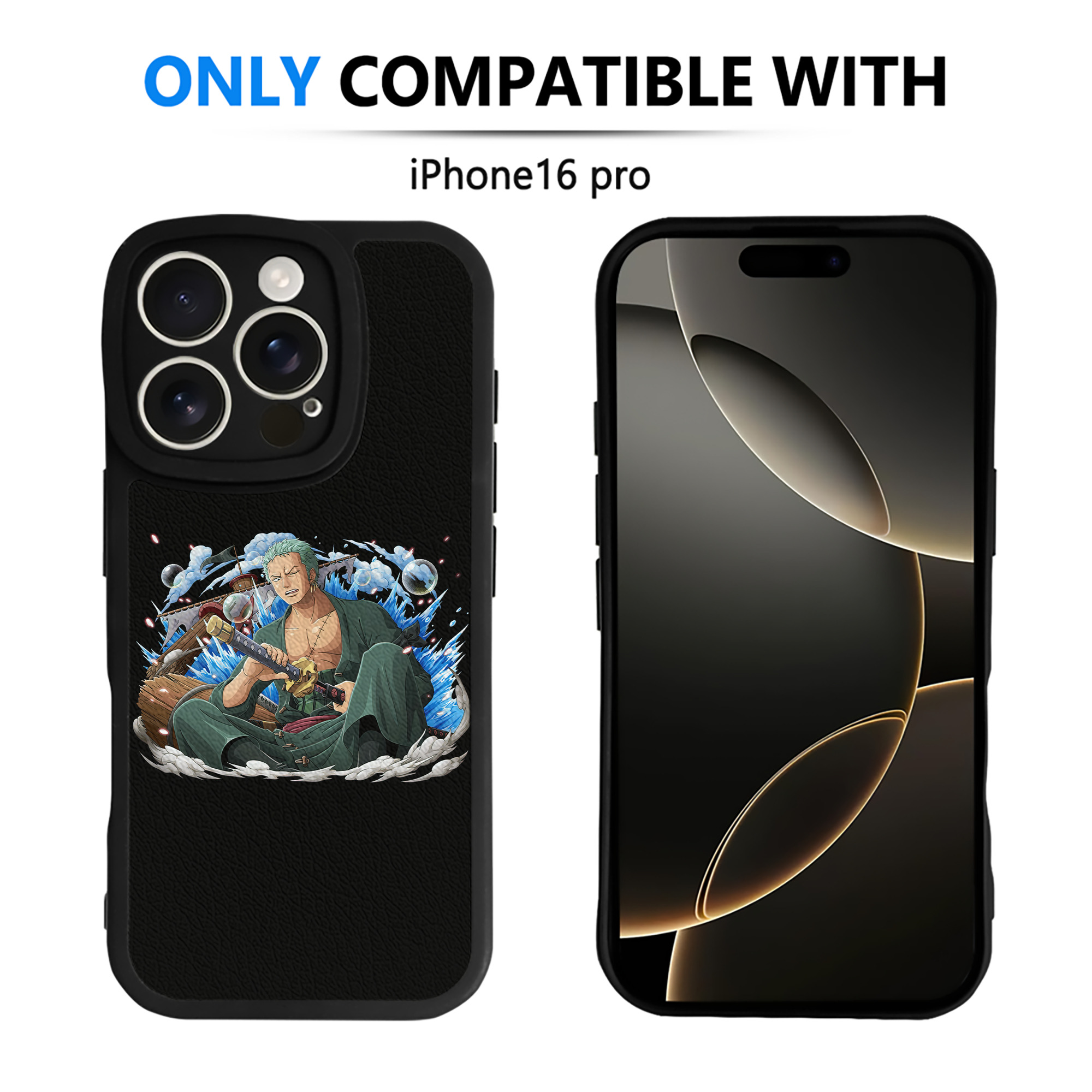 （画像用） ワンピース ロロノア・ゾロ ONE PIECE Roronoa Zoro 【iPhone 16シリーズ対応】シリコンスマホケース（レザー調） 材質：シリコン